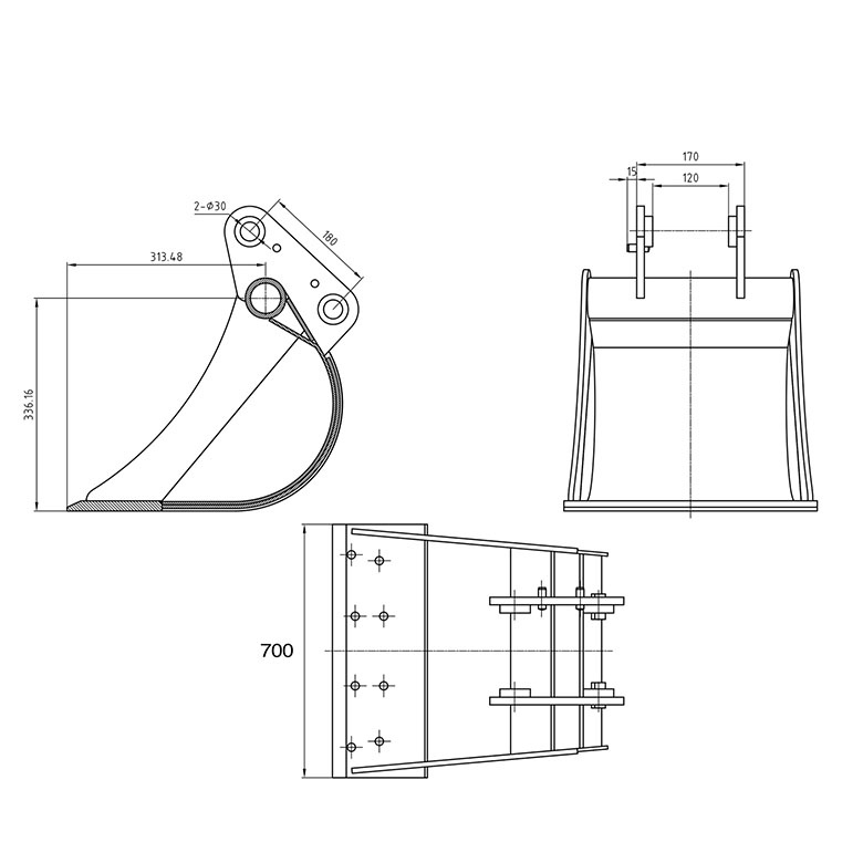 DELEKS&nbsp;BHB 700&nbsp;árokásó kanál normál 700 mm&nbsp;-&nbsp;Starex Pro Kft.