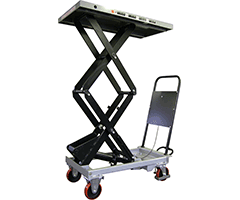 BS 15-100: 150-1000 kg teherbírású, lábpumpás mobil emelőasztal.