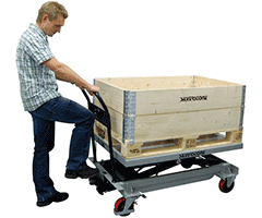 BS 50LB: 500 kg teherbírású, kézi mobil emelőasztal.