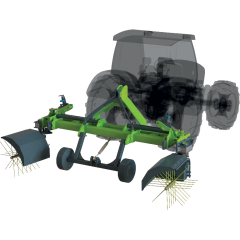 MERLOT DE: Vessző eltávolító fejekkel szerelt kétoldali sorközművelő adapter szőlészetek számára.